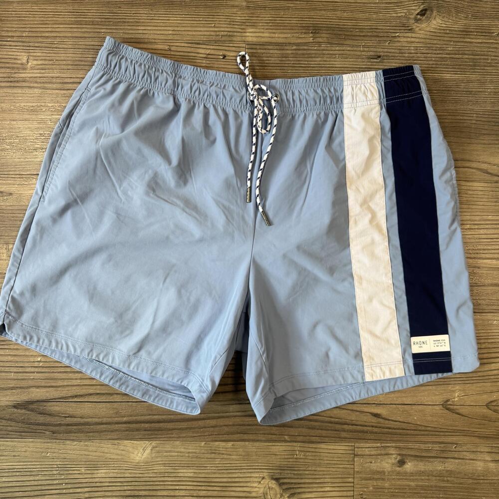 Rhone Swim Shorts Mens XL Blue Colorblock Lined Elastic Waist Drawstring